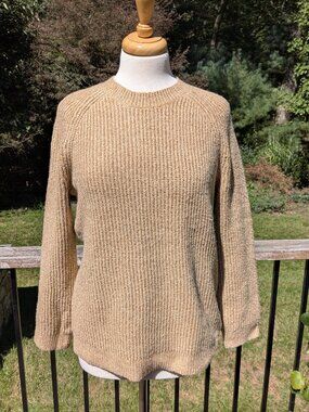 BP. Camel Crewneck Rib Knit Raglan Pullover Sweater
